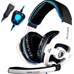 Auricular Headset Sades 903 Blanco Azul i450