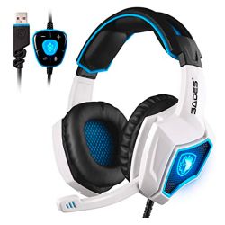 Auricular Headset Sades Wolf Spirit Shake 3.5 / Blanco Azul i450