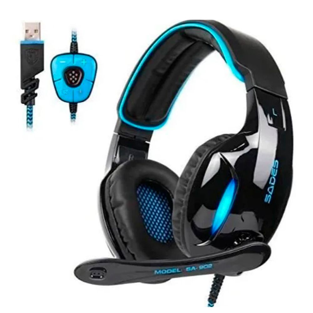 Auricular Headset Sades 902 Negro Azul i3
